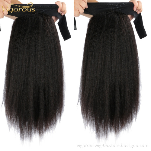 Yaki Wholesale Headband Wig Human Hair For Black Women Human Hair Headband Wig Headband Kinky Ponytail Human Hair Wig